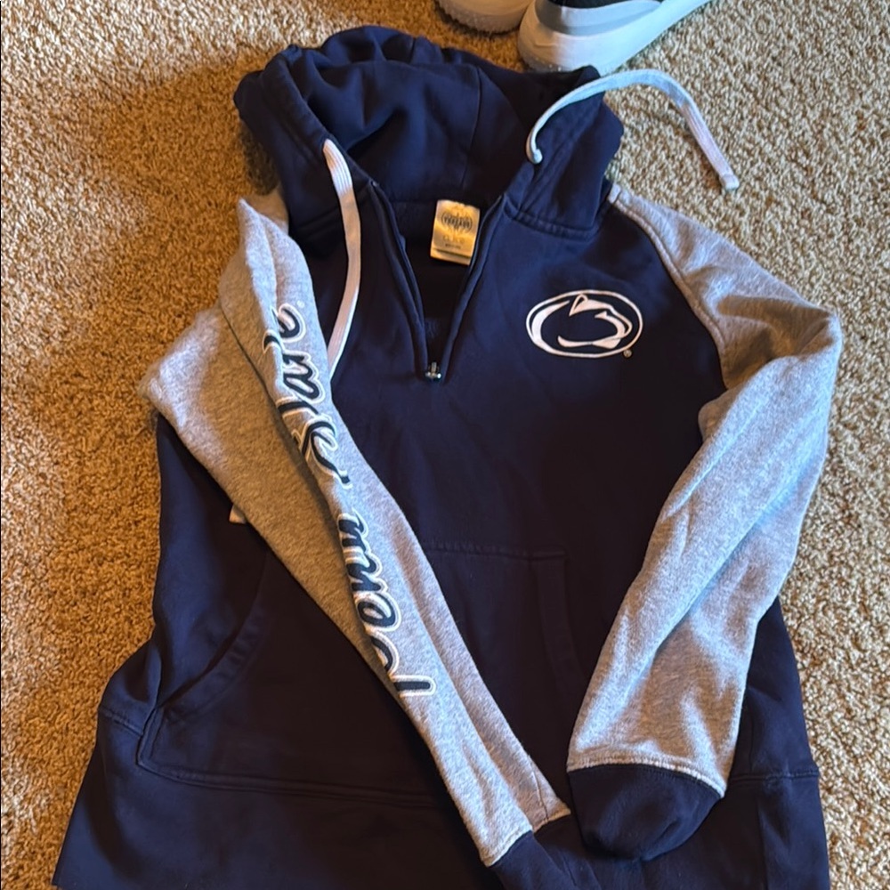 Navy and Gray Half-Zip Hoodie